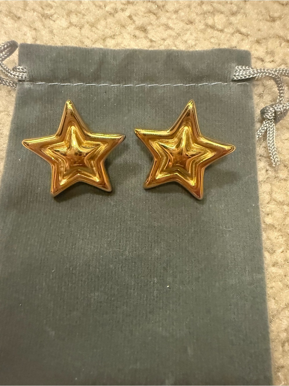 Gold Star Shaped Pierced Earrings